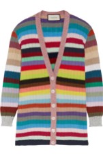 Gucci - Metallic Trimmed Striped Cashmere and Wool Blend Cardigan $,1,545