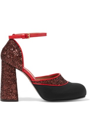 Marni - Glittered Twill and Patent-Leather Mary Jane Pumps $794